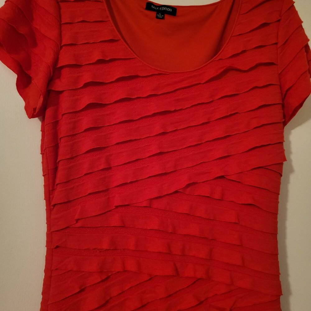 Red Bodycon Ruffled Dress "Max Edition"  (L) - Picture 4 of 6